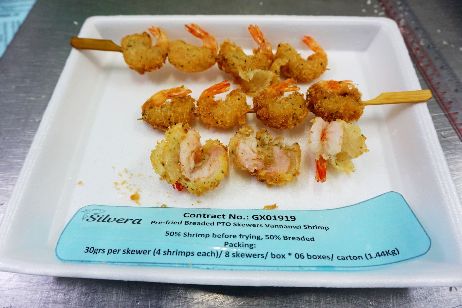 Pre-fried Skewered Vannamei Shrimp After Being Cooked 
