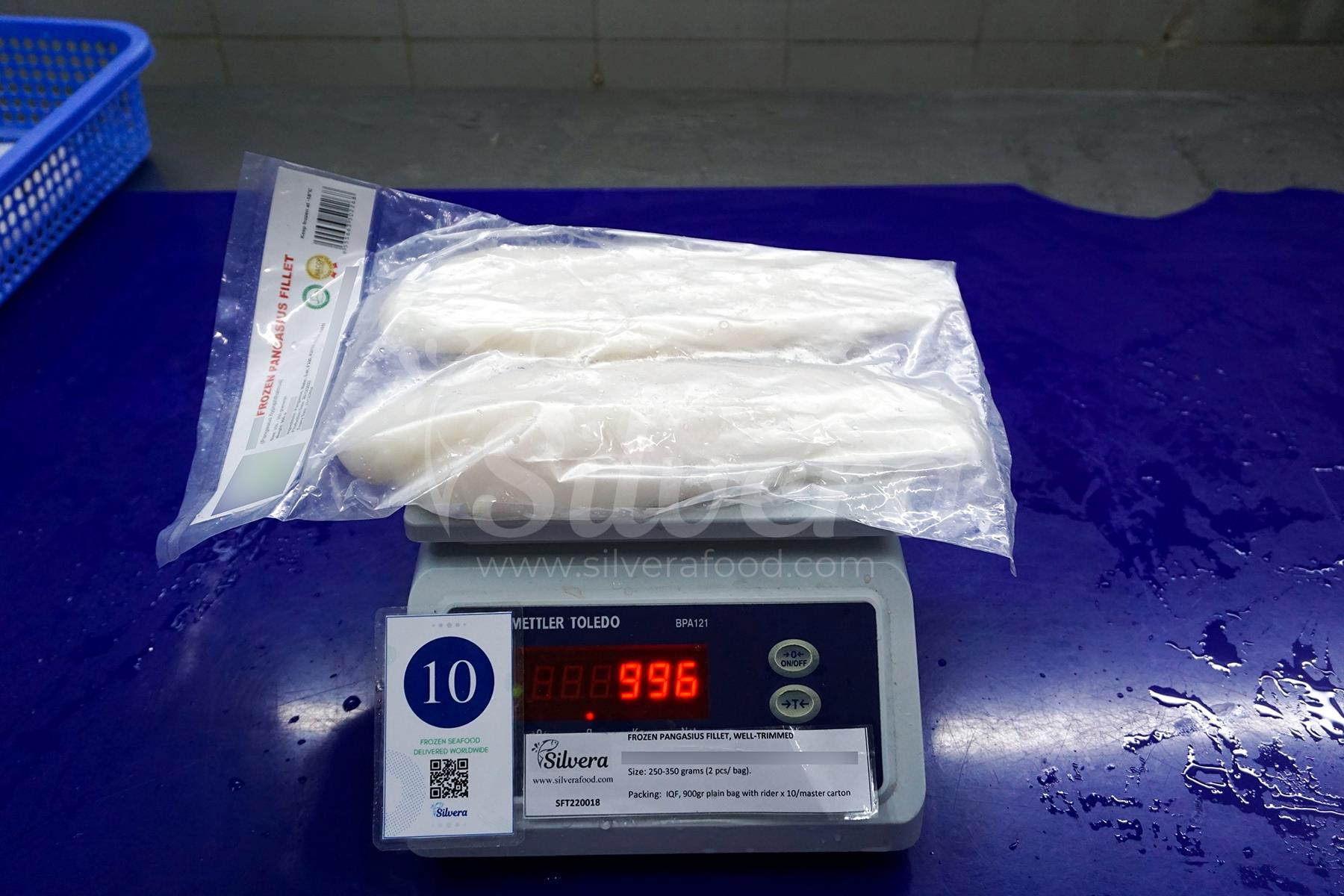 Pangasius fillets packed in a PE bag