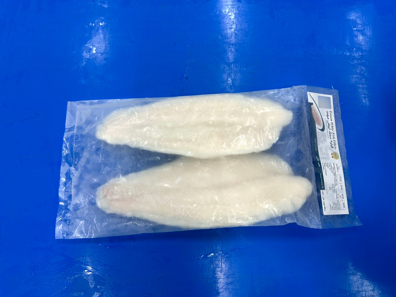 Frozen pangasius packed in a plain bag