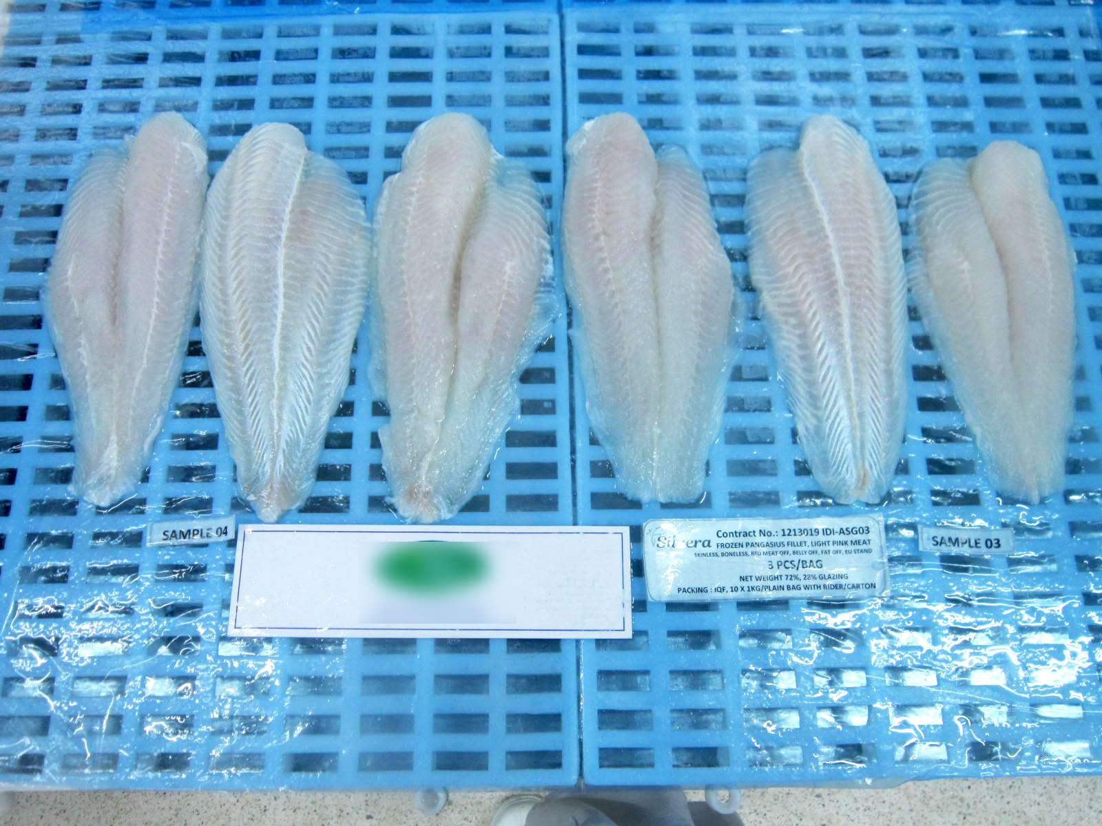 Checking Texture Of Defrosted Pangasius Fillets Checking Texture Of Defrosted Pangasius Fillets