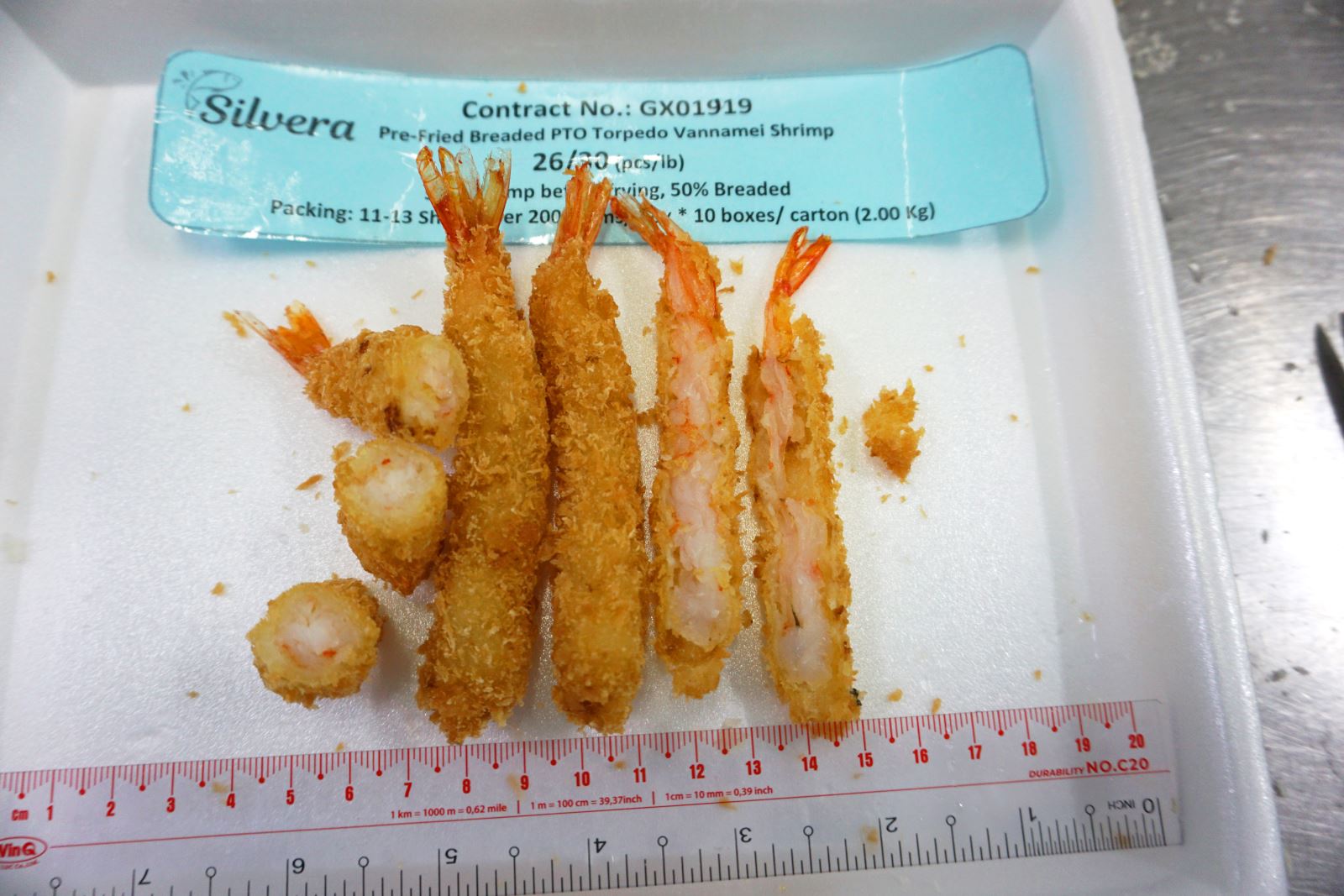 Pre-fried Breaded Torpedo Vannamei Shrimp After Being Cooked 