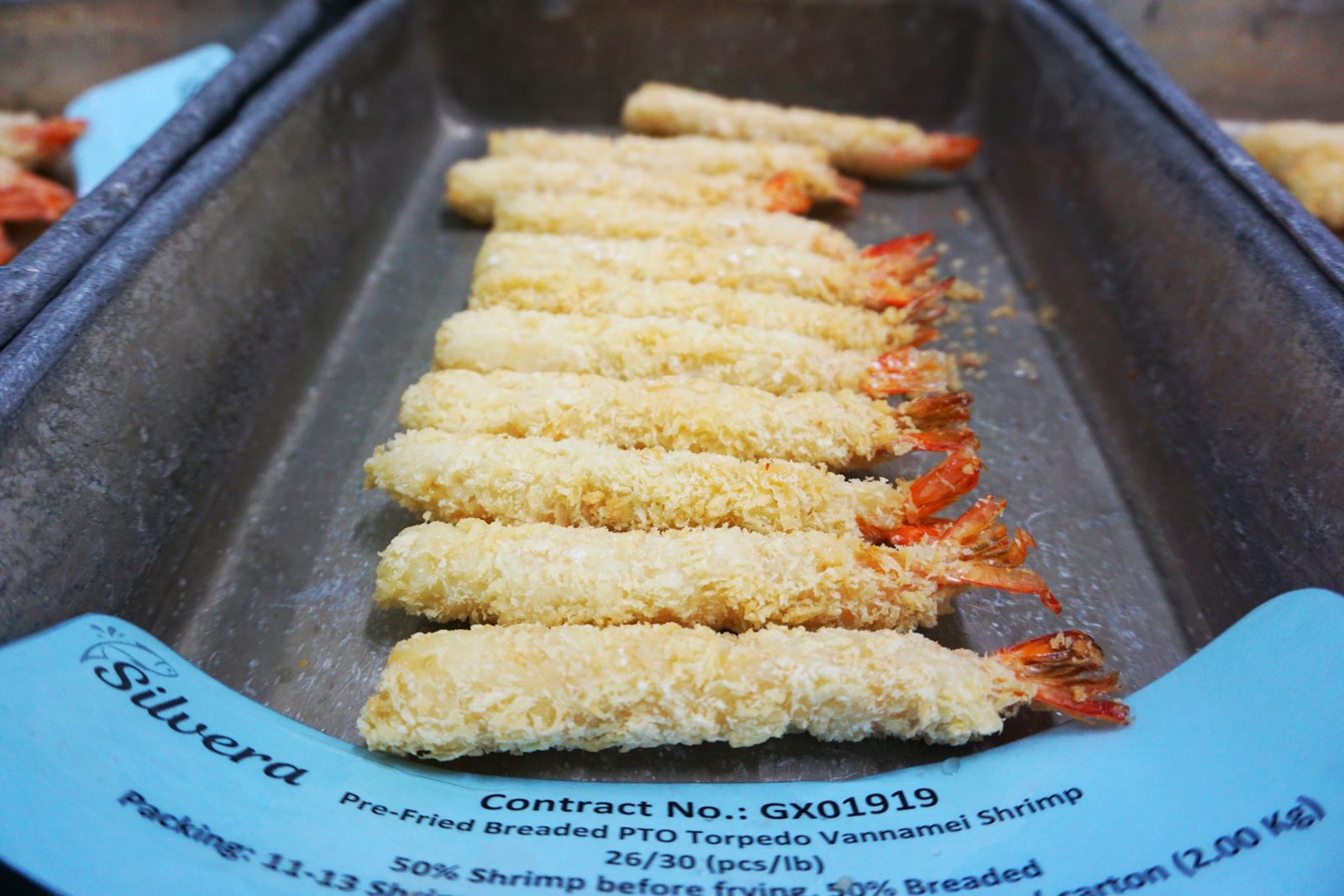 Frozen Pre-fried Breaded Torpedo Vannamei Shrimp